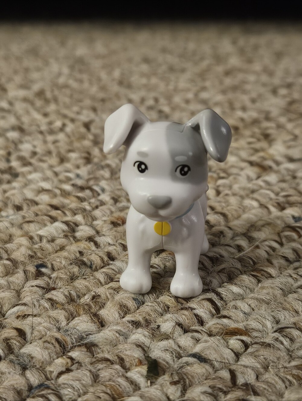 Grey White Dog Figure
